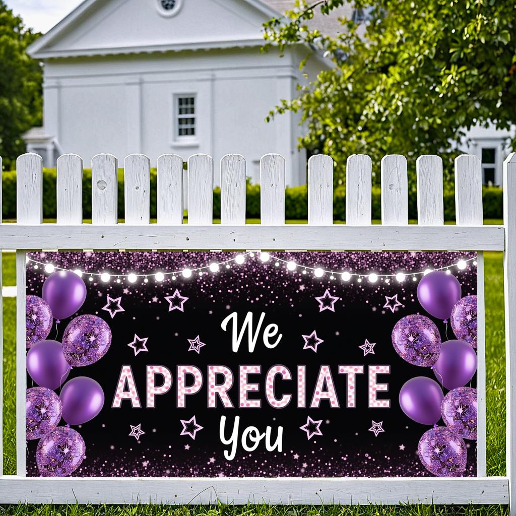 Starry Decoration Appreciation Banner Gratitude Banner Celebration Decoration for Holiday Celebration Corporate Party