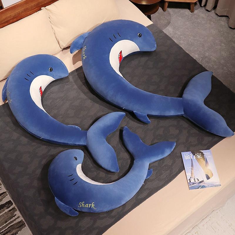 Cartoon Soft Shark Pillow Plush Toy Big Shark Doll Girl Sleeping Leg Long Pillow Muppet Doll