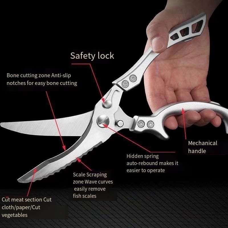 1PC Stainless Steel Multifunctional Strong Chicken Bone Scissors Sharp Household Food Scissors Chicken Bone Fish Bone