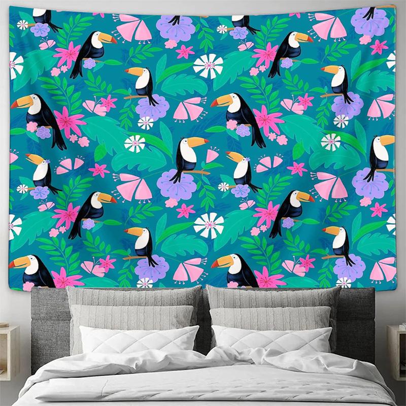 Bohemian Tapestry Wall Hanging Nature Forest Trees Birds Floral Aesthetic Room Decor Large Wall Art Dorm Room Decor Home Living