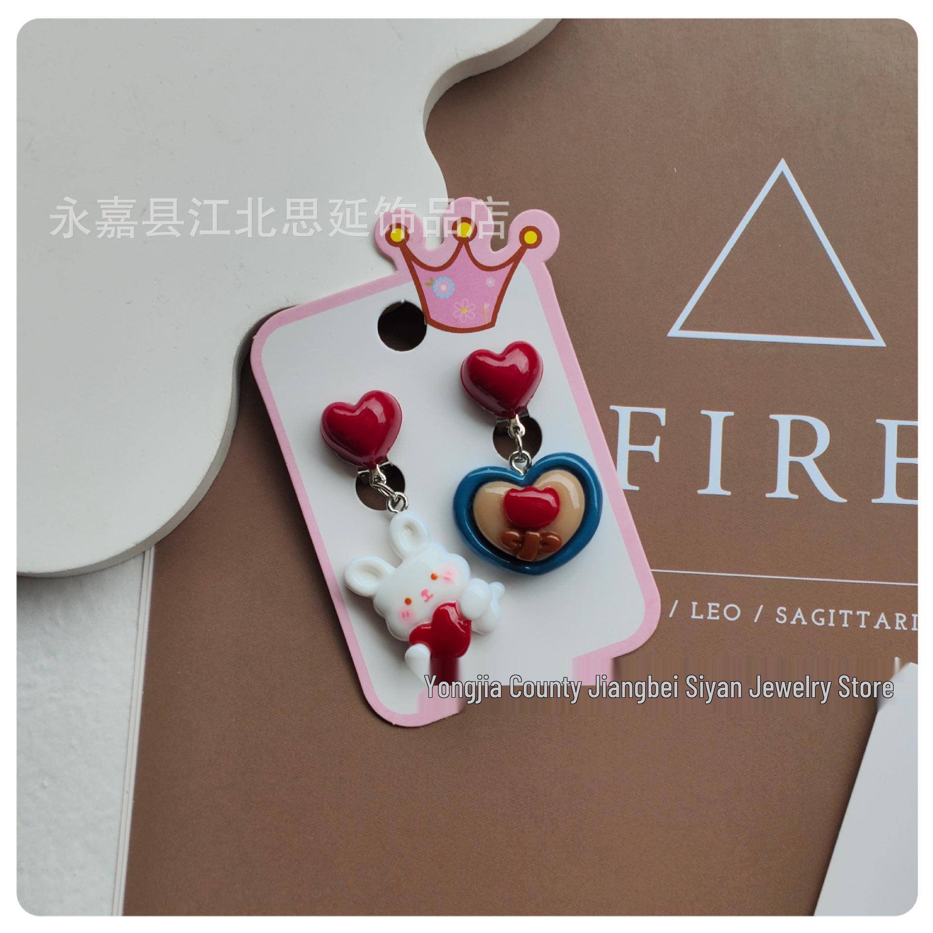 

Retro Style Bunny Ear Clip Pendant Earrings for Kids