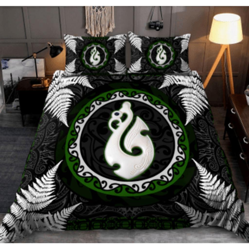 Tmarc Tee New Zealand Maori Aotearoa Manaia Paua Green D Bedding Set