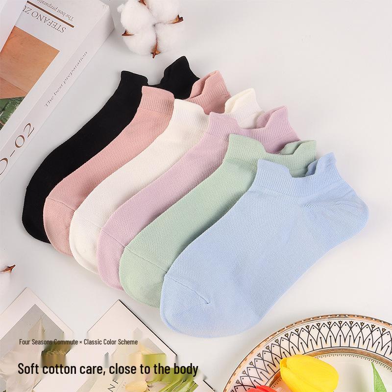 Summer Breathable Pure Cotton Non-slip Boat Socks - Thin, Comfortable, Versatile Short Socks