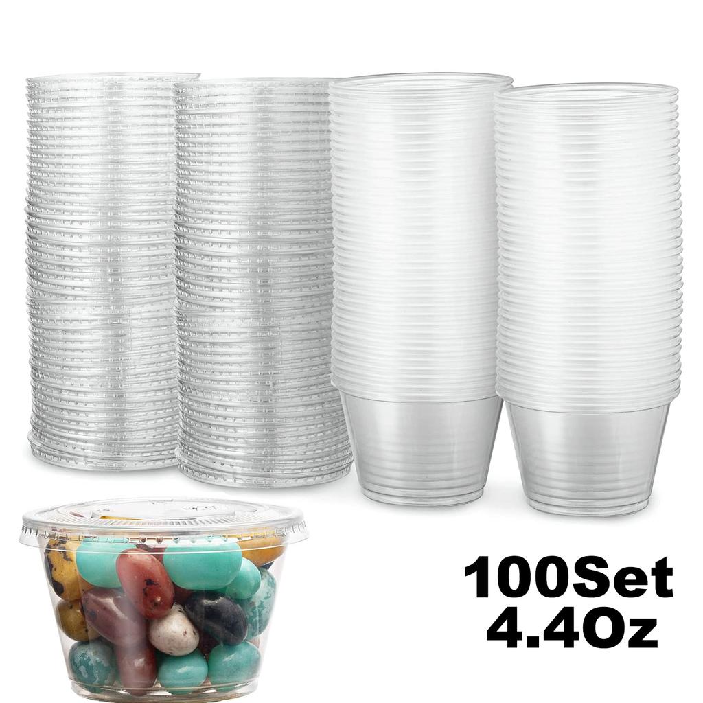 50pcs 250ML 300ML Pudding Cups Wiht Lids Plastic Boxes Ice-Cream Mousse Dessert Picnic Party Packing Dessert Cups with Lid