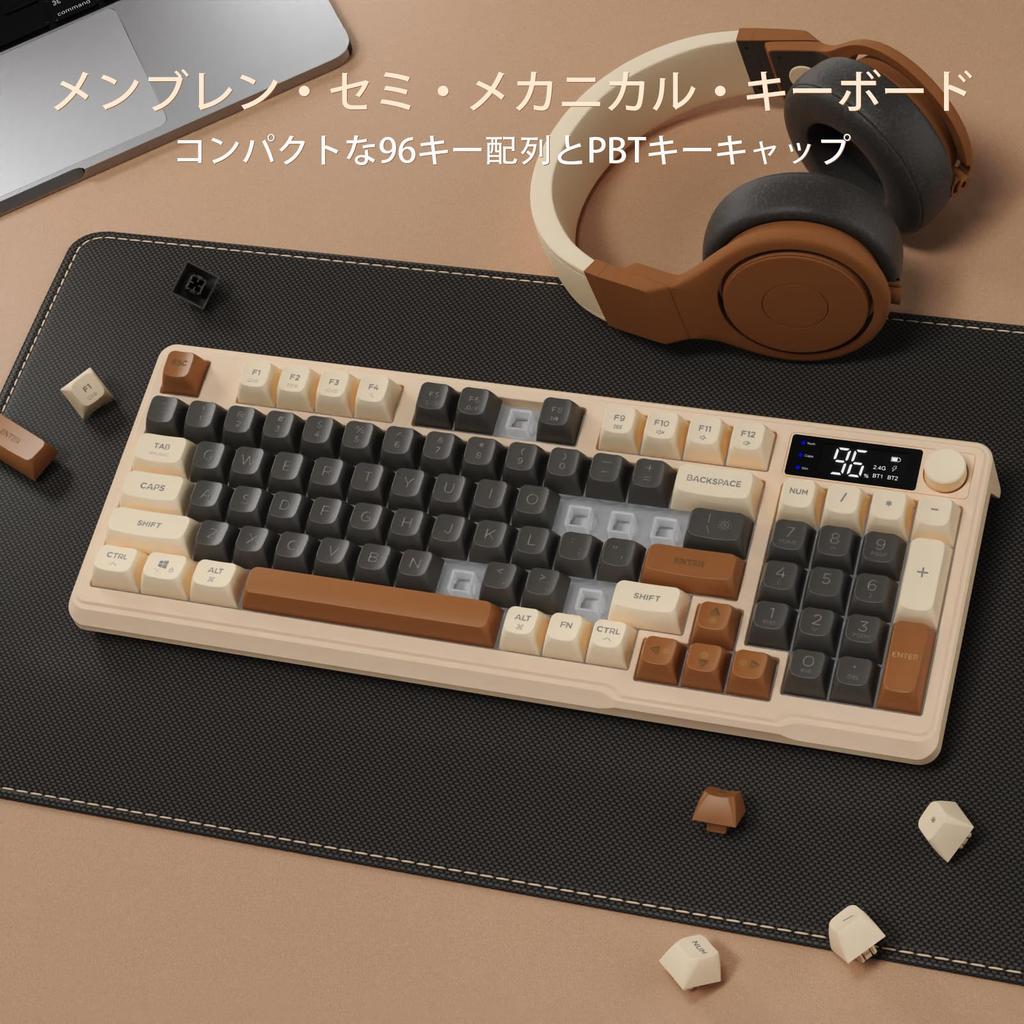 ATTACK SHARK X FREE WOLF M96 Gaming Keyboard, Wireless 2.4GBluetooth Dual-Mode Keyboard with PBT Tri-Color Patchwork Ball Keycaps, RGB Keyboard,