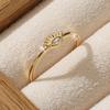 Golden Copper Marquise Cut Synthetic Zircon Ring Minimalist Stackable Band for Women