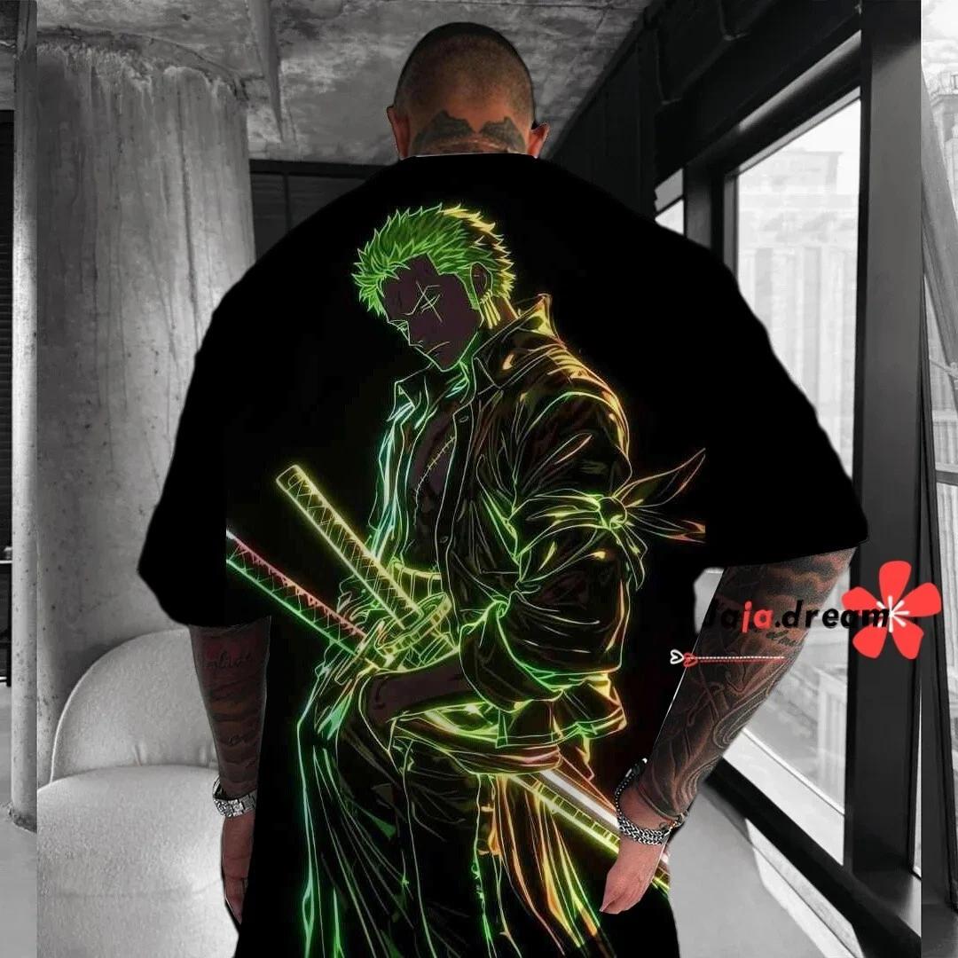 

One Piece Zoro Anime Manga T-Shirt Tee Short Sleeve Costumes Polyester Unisex Black 3XL