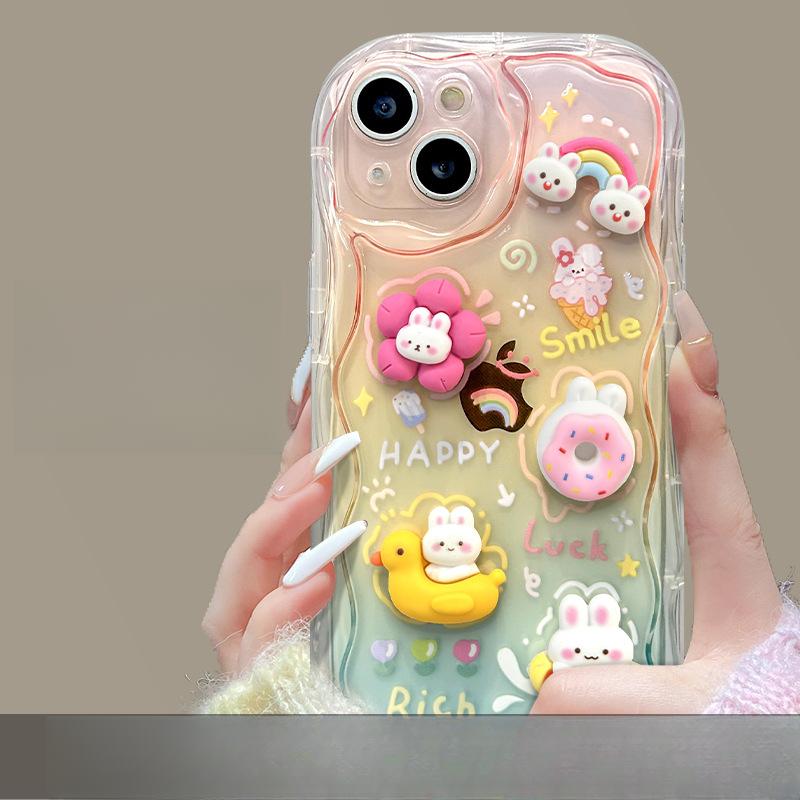 

Подходит для чехла для мобильного телефона Huawei P60 Mate50pro Нишевый Противоударный Honor 70 Прозрачный цвет Трехмерная цепочка с кроликом Honor 9x/9xpro Universal