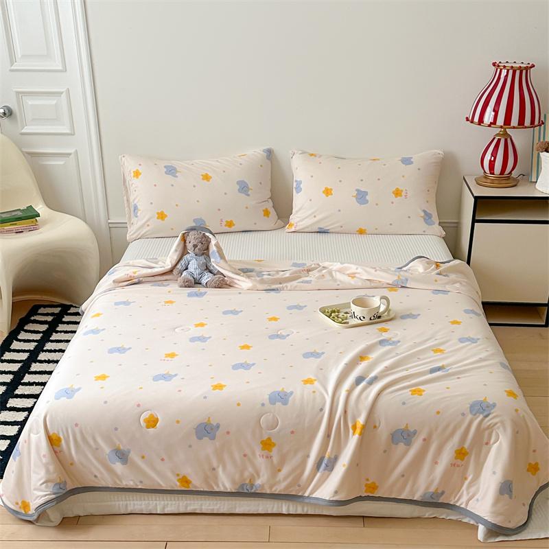 Pink Flower Pattern Quilt Breathable Comfortable Air-conditioning Quilted Quilt Skin-friendly Multi-functional Thin Blanket
