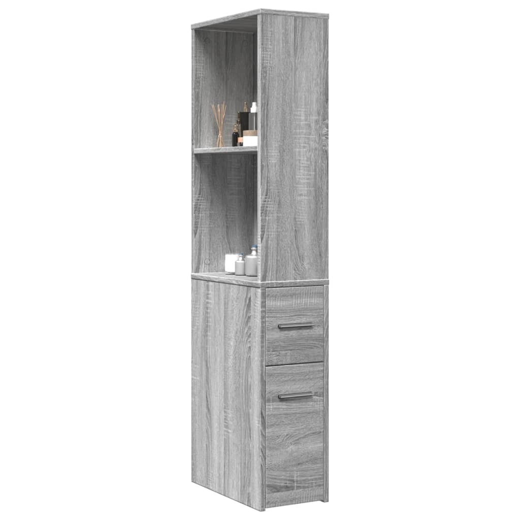 Narrow Bathroom Cabinet with Casters Gray Sonoma Particleboard