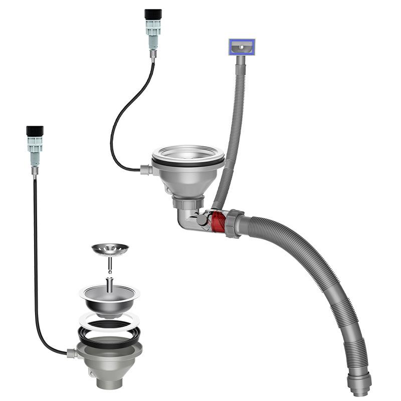 New 1pc Side Discharge Double Overflow Anti Odor Accessory Kitchen Sink Drain Check Valve For Anti-Blocking Sewer Tube