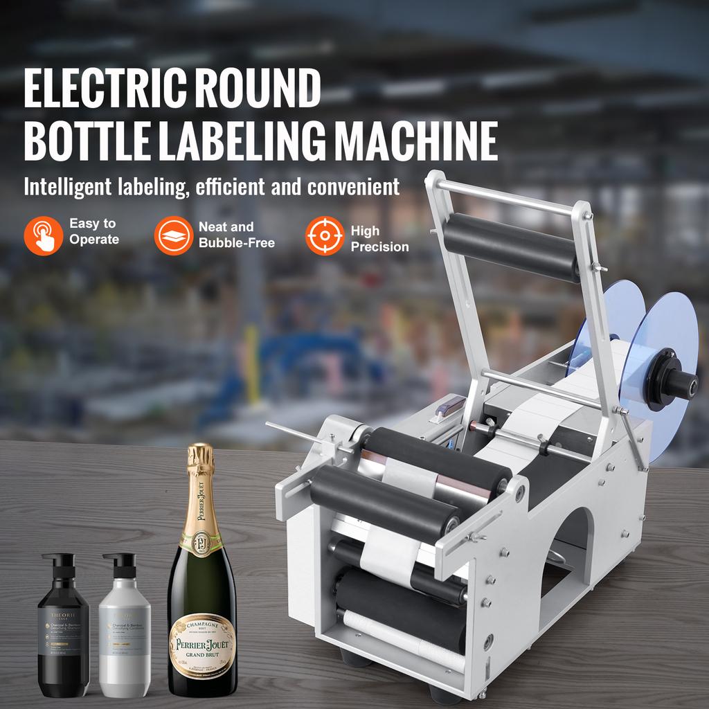SucceBuy Semi-Automatic Round Bottle Labeling Machine 20-50pcs/min Electric Label Applicator for Bottles Diameter 0.78-4.72in
