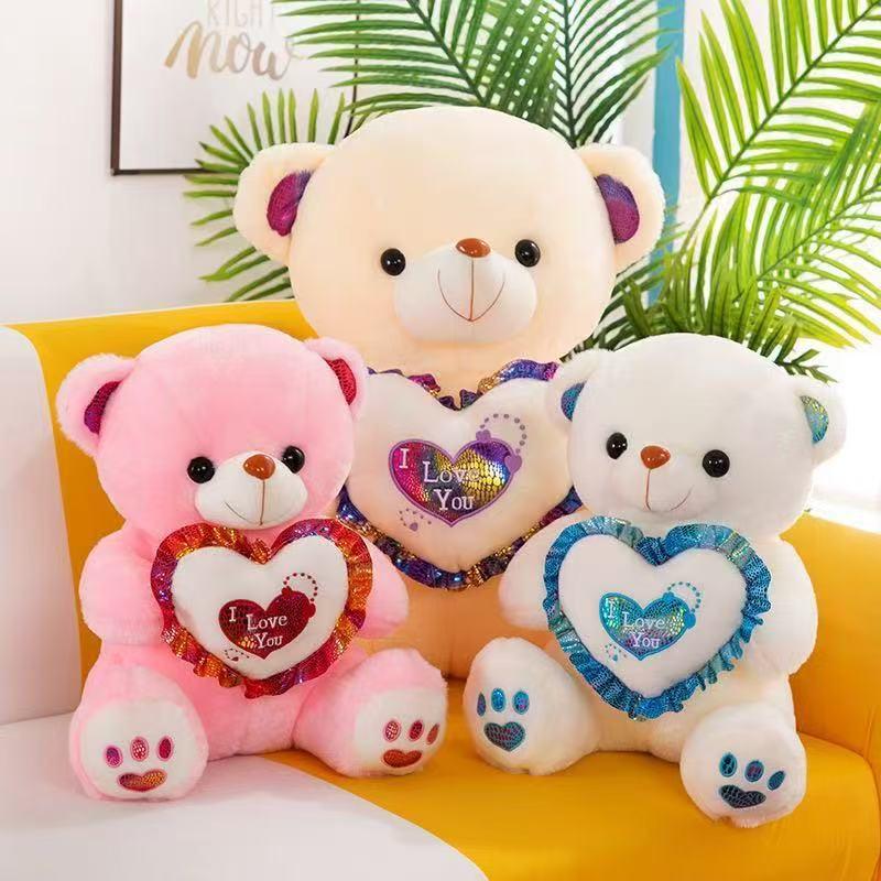 Leuchtender kuscheliger Herz-Teddybär Plüschtier für Kinder