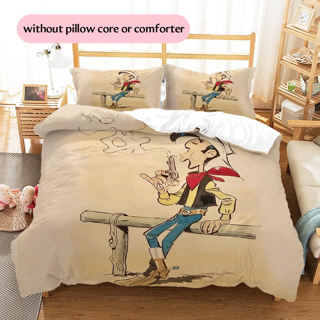 Lucky Luke2 Muster Bettwäsche Steppdecken-Set Heimdekoration Geschenk (1 Bettbezug + 2 Kissenbezüge (ohne Füllung))