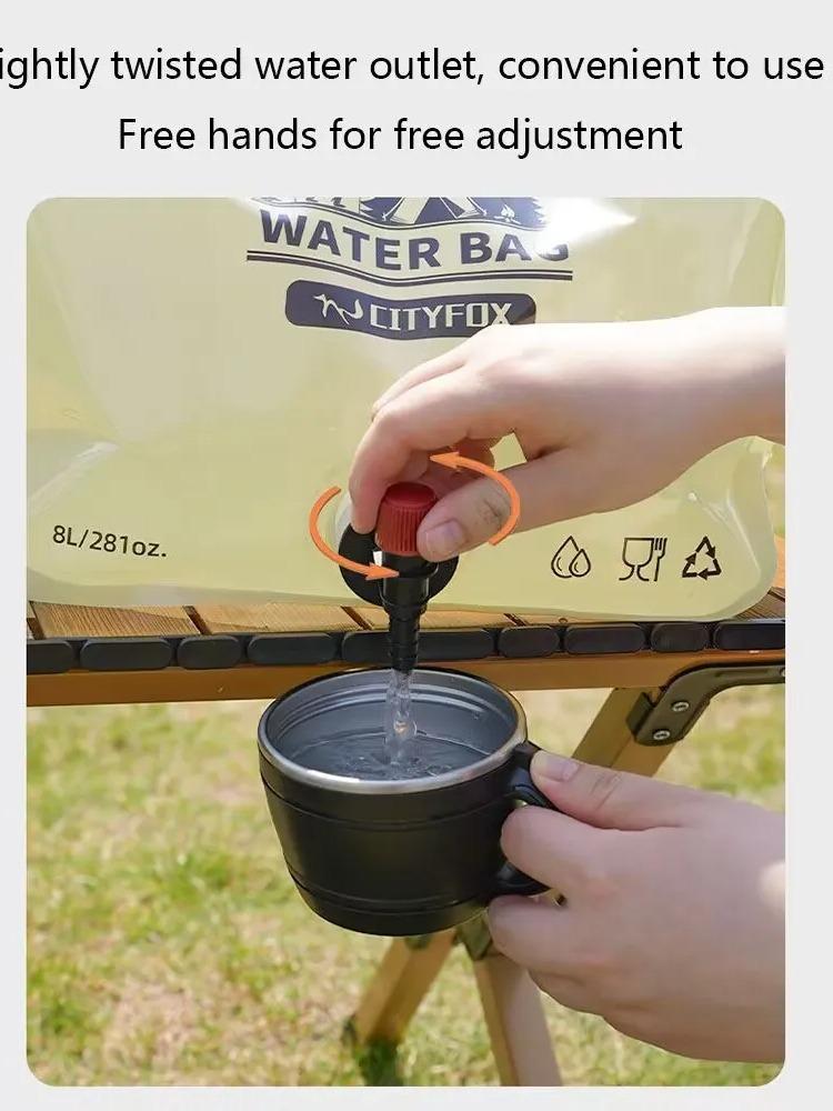 8L Outdoor Water Storage Bag With Faucet Valve Foldable Large Capacity Water Bag with Handle Portable Camping Plastic Water Bag