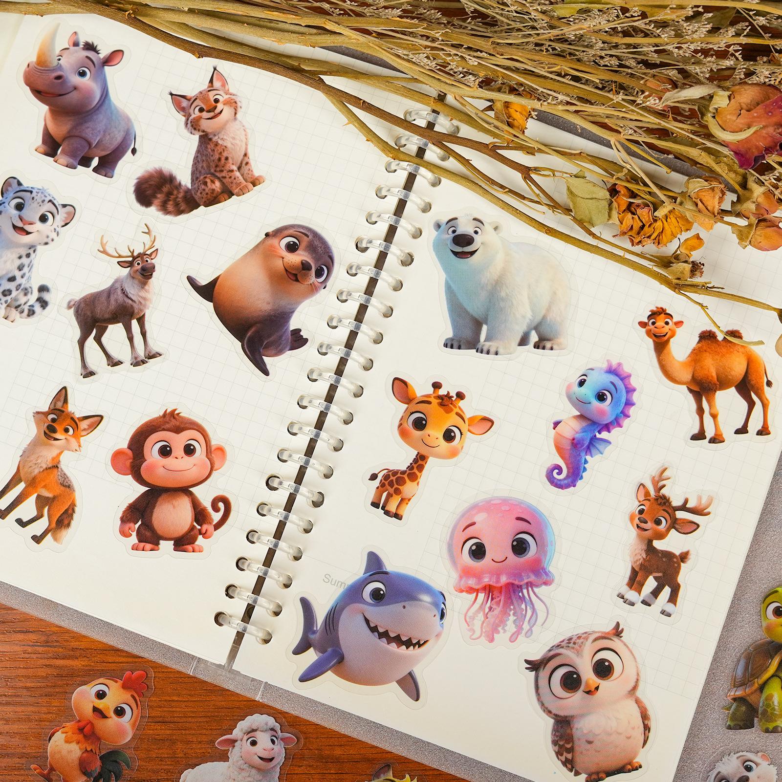 

56 Transparent Stickers Of Various Small Animals Pet Material Cute Cartoon Children S Handmade Decorative Sticker Batch