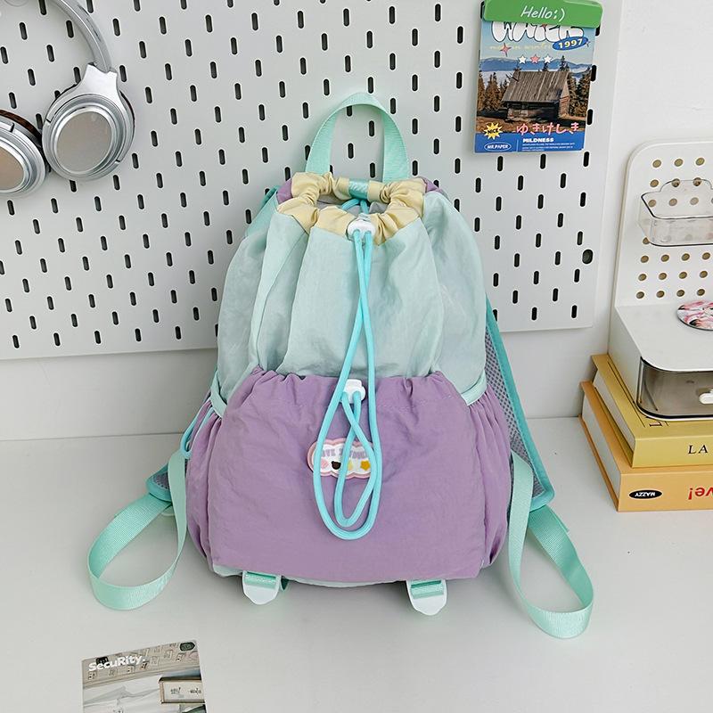 Schoolbag New Large Capacity Backpack Men's and Women's Casual Mobile Phone Bag Lightweight Small Backpack Drawstring Mountaineering Bucket Bag