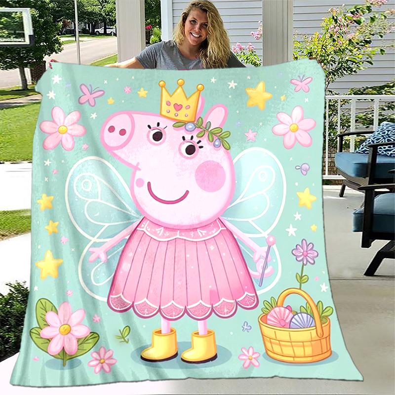 1pc Blanket Peppa Pig2 Print Design, Lightweight Blanket for Sofa, Bed- Soft &Warm, Gift for All Seasons like Christmas, Halloween