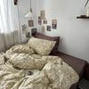 Vintage Floral Bedding Set Ins Single Double Size Duvet Cover No Filler Flat Sheet Pillowcase Soft Girls Home Bed Linens
