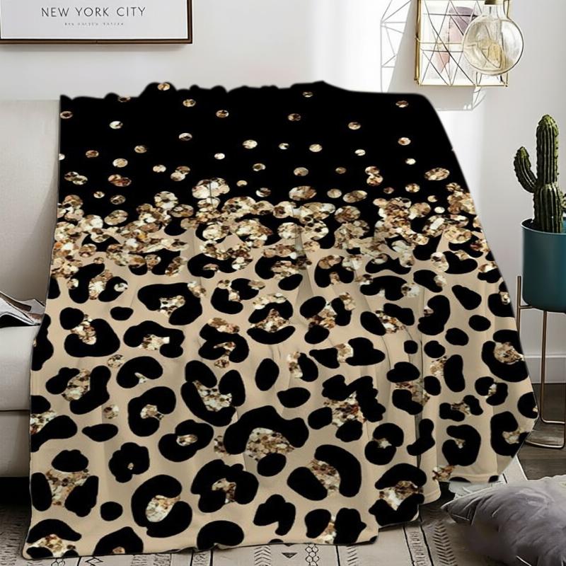Schwarz Gold Leopard Pailletten Luxus Flanell Decke Für Mutige Schlafzimmer Dekoration Leichte Plüsch Überwurf Decke Abdeckung