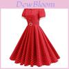 Abito in Cotone a Pois con Design a Blocchi di Colore sul Colletto per Eventi Casual e Formali