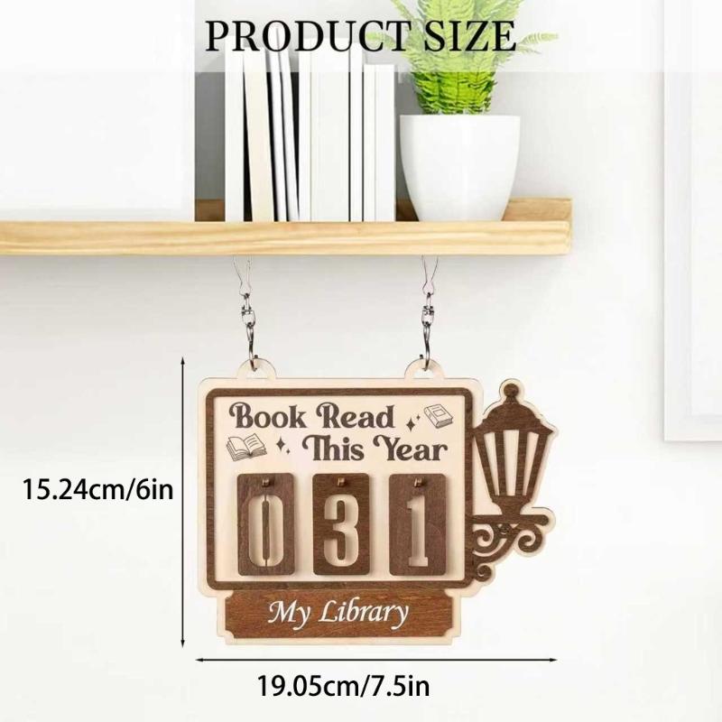Book Corner Wall Decoration Wooden Bookshelf Hanging Book Tracking Board Wood Sign For Readers Study Room Display Gift