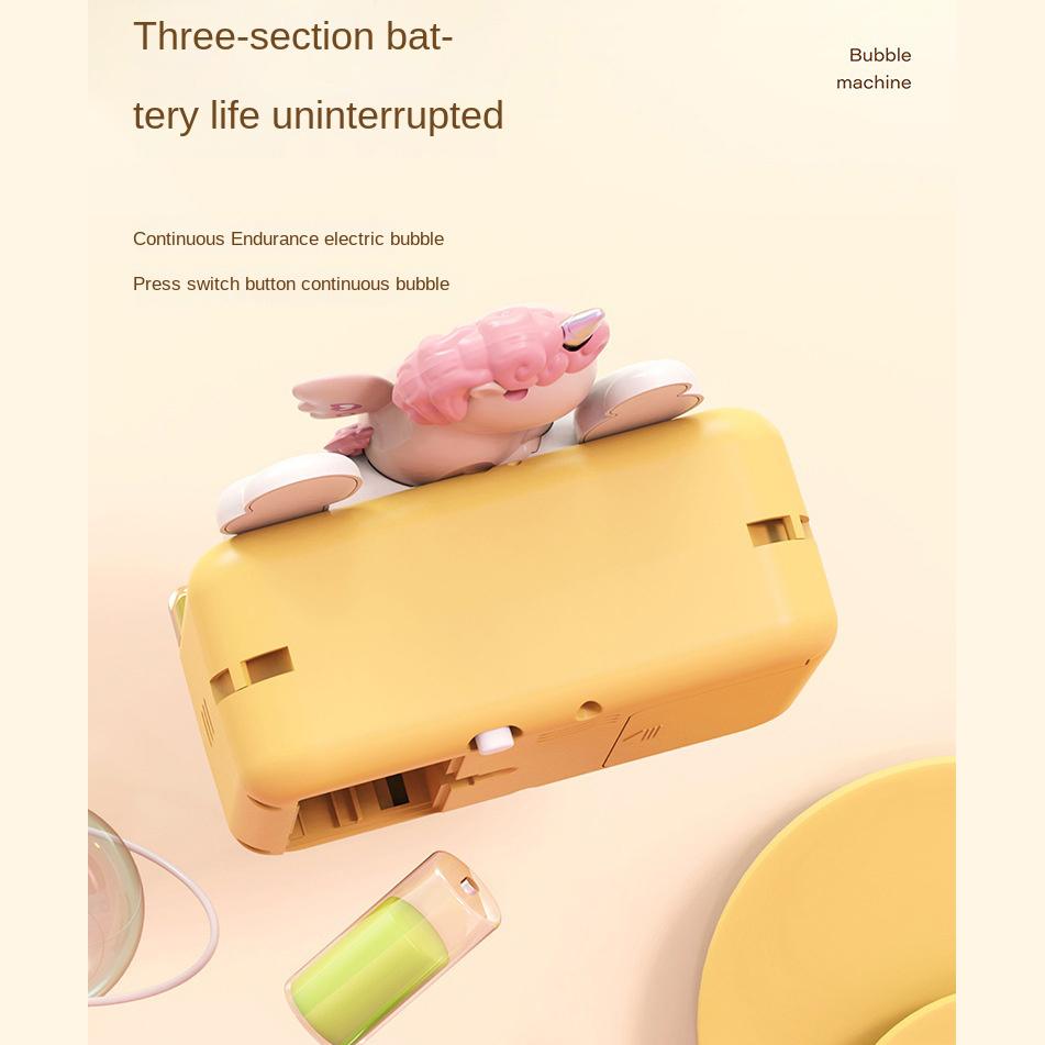 Barn ins Söt tecknad Unicorn Bubble Machine Automatisk Bubble Blåser Astronaut Musik Ljus Bubble Machine Leksak för barn Present