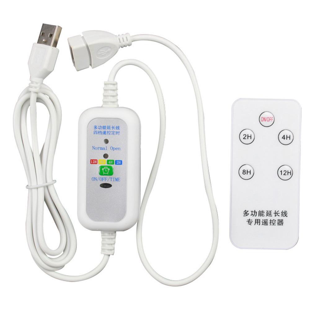 1.5m 5V 2-12 Hour Timing Power Cable Remote USB Extension Power Cable with On/Off Switch for USB LED Lamp Desk Fan Night Light