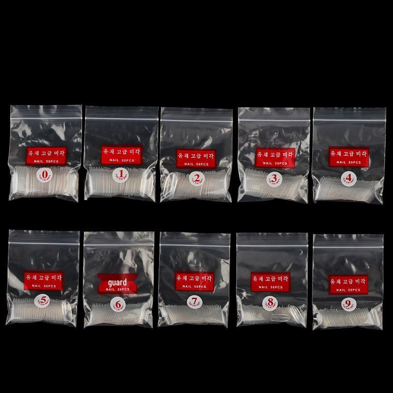 Korean Oval Full Cover Transparent Nail Tips – 500 Pcs Natural White Round Head