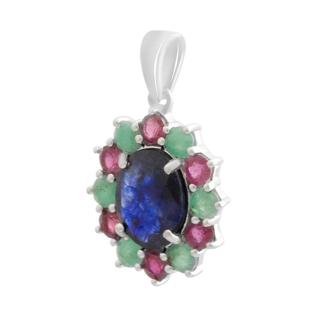 Pandantiv argintiu cu safir 4.575ct, rubin, smarald (2191087)