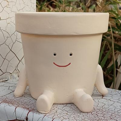 Smiling Face Flower Pot Resin Swing Smile Face Planter Creative Cute Plant Succulent Pots for Indoor Outdoor Plant