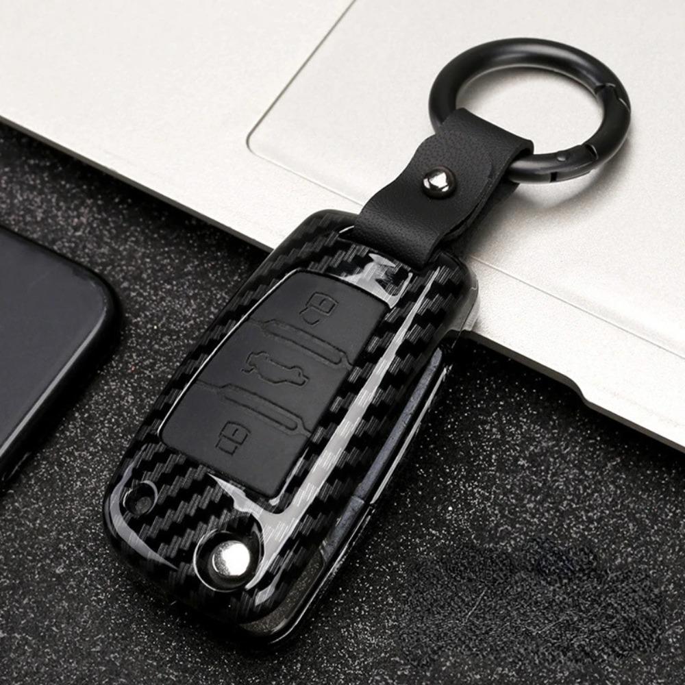 Carbon Fiber ABS Silicone Car Key Cover Protector Case for A3 A4 A5 C5 C6 8L 8P B6 B7 B8 C6 RS3 Q3 Q7 TT 8L 8V S3 Keychain
