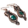 Emerald 999 Copper Wire Wrapped Earrings, Handmade Gemstone Earrings Jewelry, Gifts For Wife Brand New Earrings