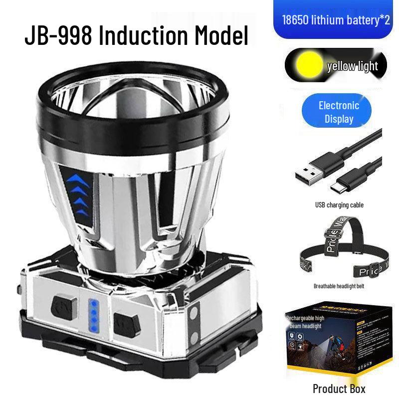 High-Brightness Waterproof Headlamp: Multifunctional, Long Battery Life, Electric Display—Ideal for Outdoor, Emergency, and Fishing Use