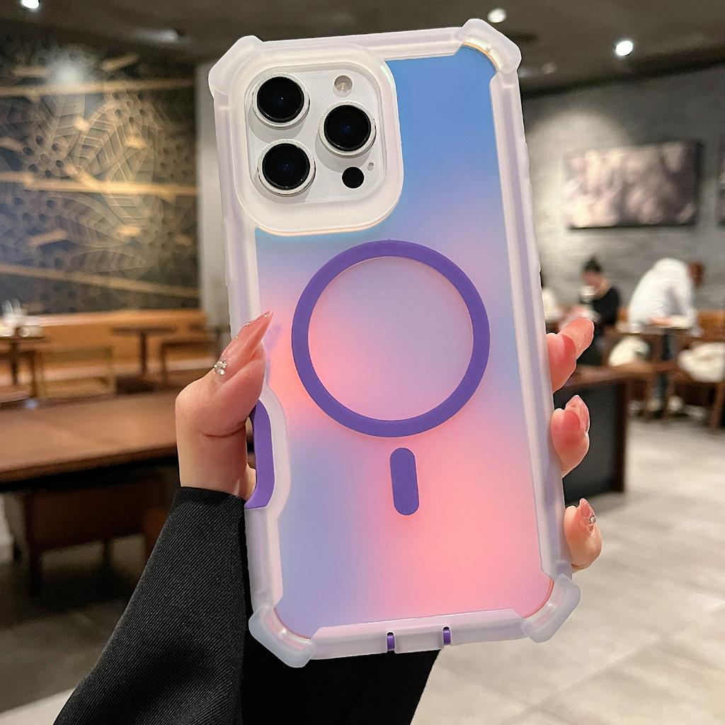 For iPhone 16 Pro Magnetic Case Chameleon Anti Drop TPU+PC Phone Cover