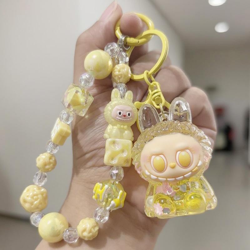 Crystal Oil Labubu Drift Bottle Keychain Pendant Key Chain Boys and Girls Children's Gifts