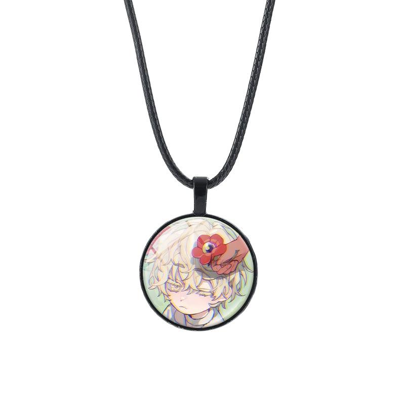 Alien Stage Anime Pendant Necklace with Time Gem on Black Rope Chain
