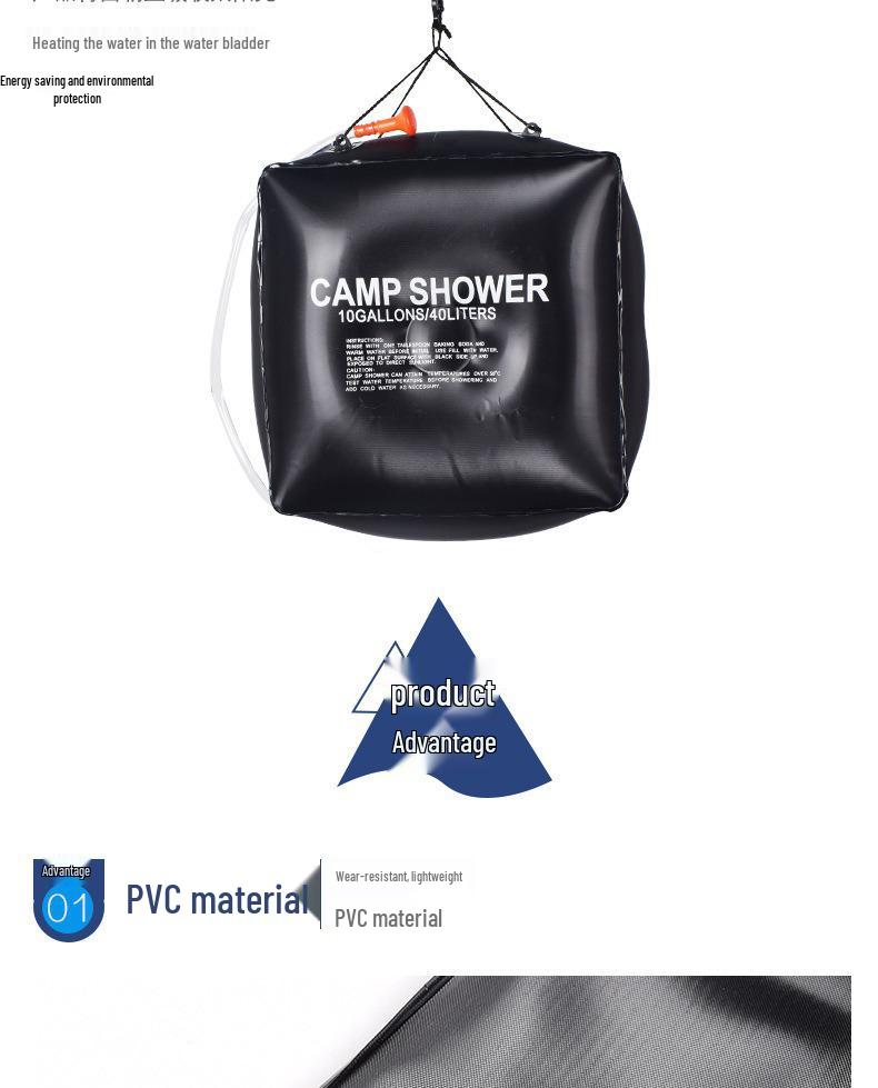40L Portable Solar Shower Bag for Outdoor Camping