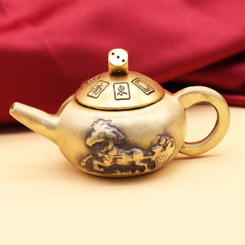 Traditional Mini Brass Teapot Creative Brass Teapot Miniature Toy Tea Kettle Miniature  Office