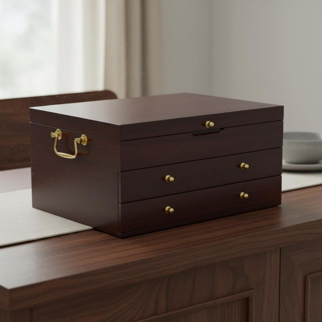 3-stöckige Besteckbox Einfache Organisation Besteck-Organizer-Box Dekorative Oberfläche