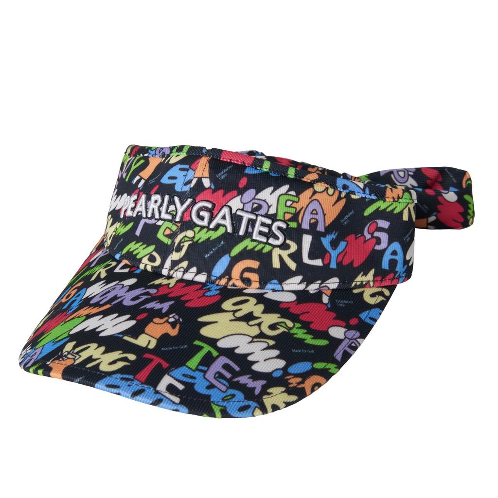 PEARLY GATES Women's Sun Visor (Anti-Logo Print with Back Ribbon) / Golf Hat / 053-4287808 121_Navy Base FR