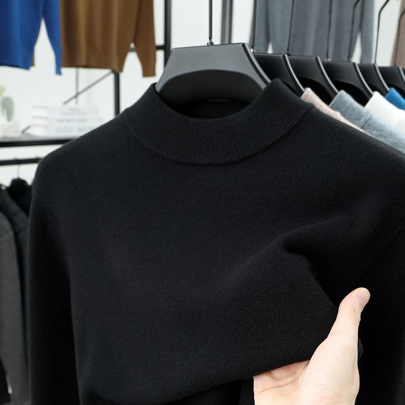 Herren Pullover aus einfarbiger Wolle - Herbst/Winter Halber Rollkragen Lässiger Baselayer
