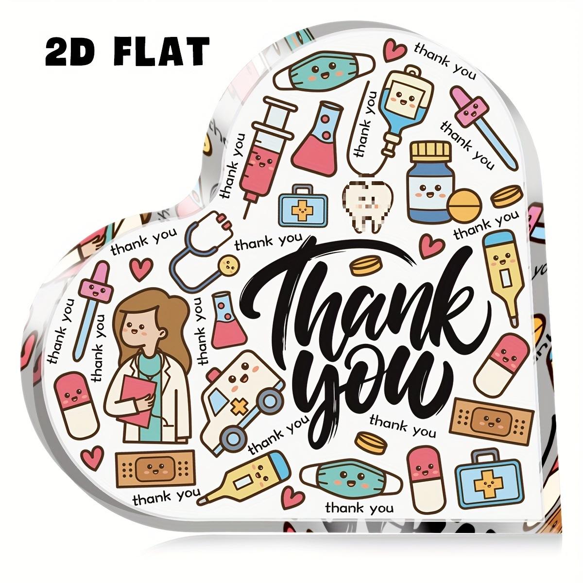 1pc Nurses Acrylic Plaque Thank You Gifts for Nurse Appreciation, Nursing, Student Heart-shaped Designs Souvenirs Desk Decoration 10*10cm
