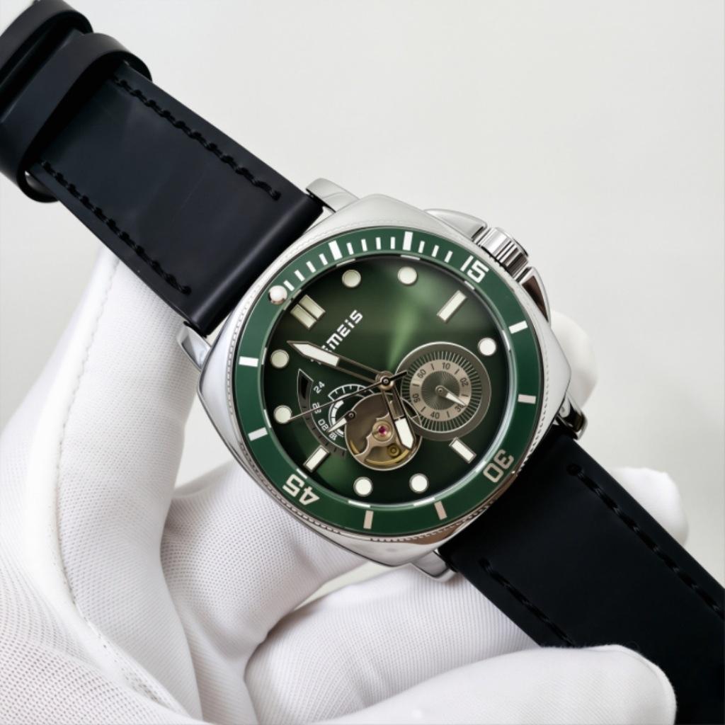 Temeis Men S Mechanical Watch Hollow-Out Automatic Waterproof Luminous Business Fashion Belt Watch