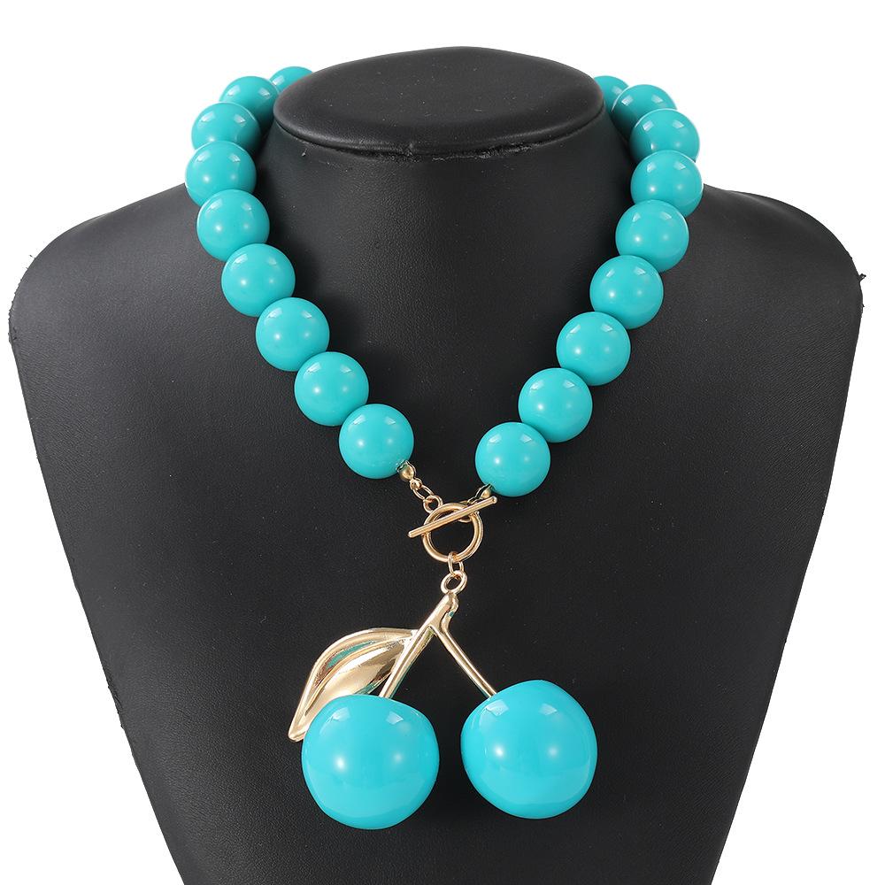 

Міжнародне перебільшене акрилове намисто з великими намистинами проста індивідуальність підвіска-вишня прикраса жіноча захист навколишнього середовища смола озеро синього кольору