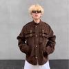 Men's Brown Maillard Style Stand Collar Jacket - Korean Trend Autumn Coat