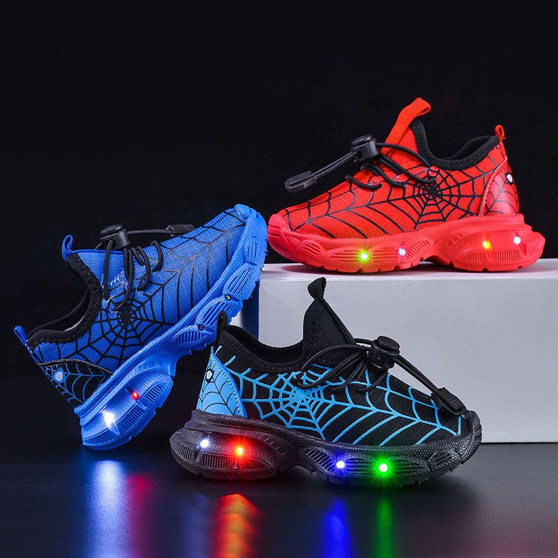 Children's LED Light-emitting Sports Shoes Spring and Autumn Boys Sports Breathable Comfortable Casual Shoes