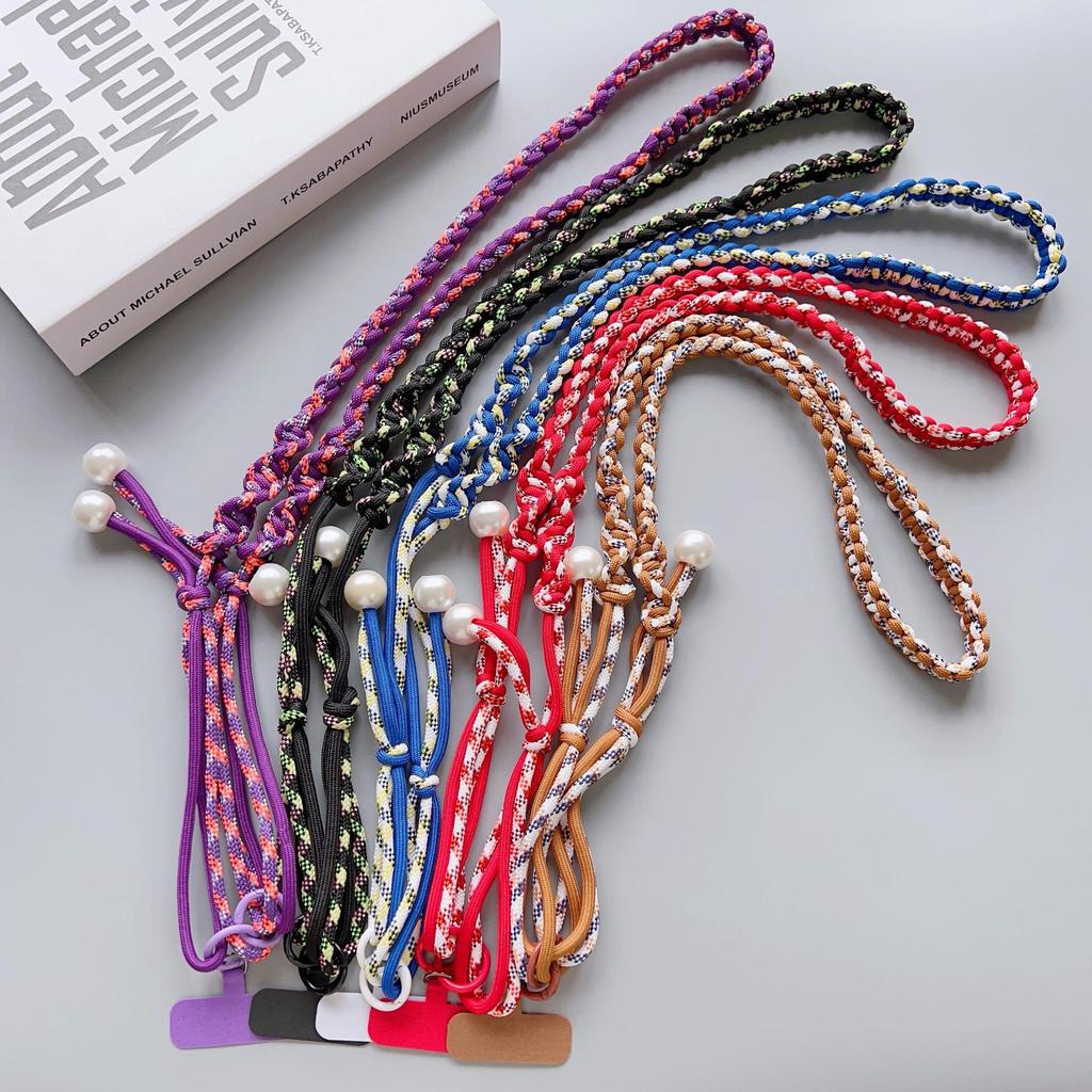 Cordelette tressée colorée réglable à quatre brins pour crossbody et porte-clés pour téléphone portable de filles