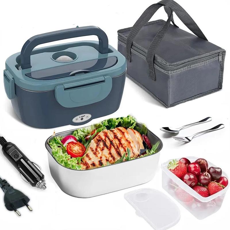 

Электрический ланч-бокс Портативный поднос для еды из нержавеющей стали Сохранение Подогрев еды Коробка для обеда Подогреватель еды Контейнер Набор 1500ml