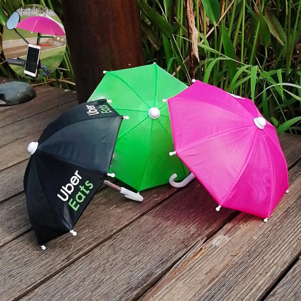 Printed Biker Small Umbrella Delivery Man Mini Cell Phone Sunshade